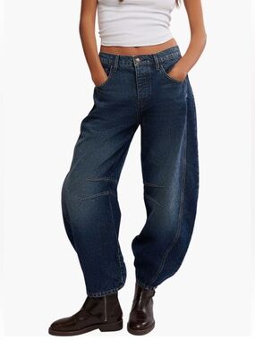 Free People Barrel Jeans Deep End w 30 We The Free Good Luck